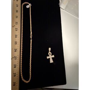 NEW 24" gold tone chain with lobster clasp and pendant - ANKH